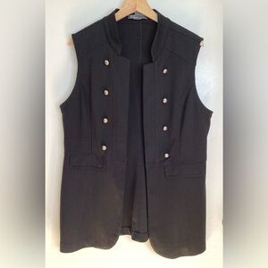 89th & Madison Open Front Black Vest with Silver Buttons L